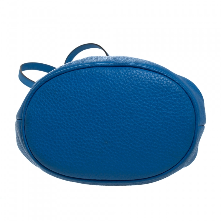 Pre Owned MICHAEL Michael Kors Blue Leather Frankie Bucket Bag