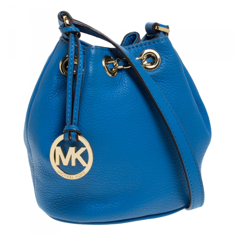 Pre Owned MICHAEL Michael Kors Blue Leather Frankie Bucket Bag