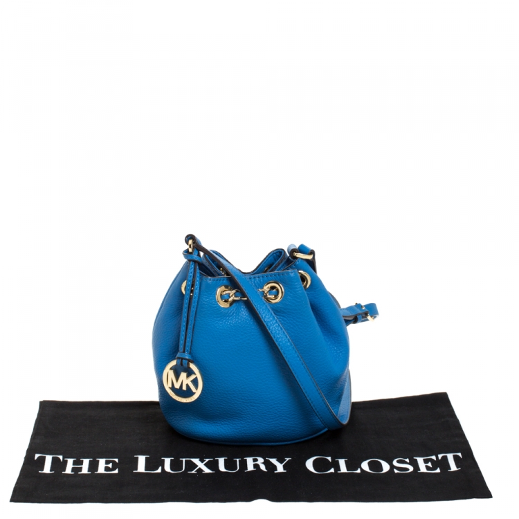 Pre Owned MICHAEL Michael Kors Blue Leather Frankie Bucket Bag
