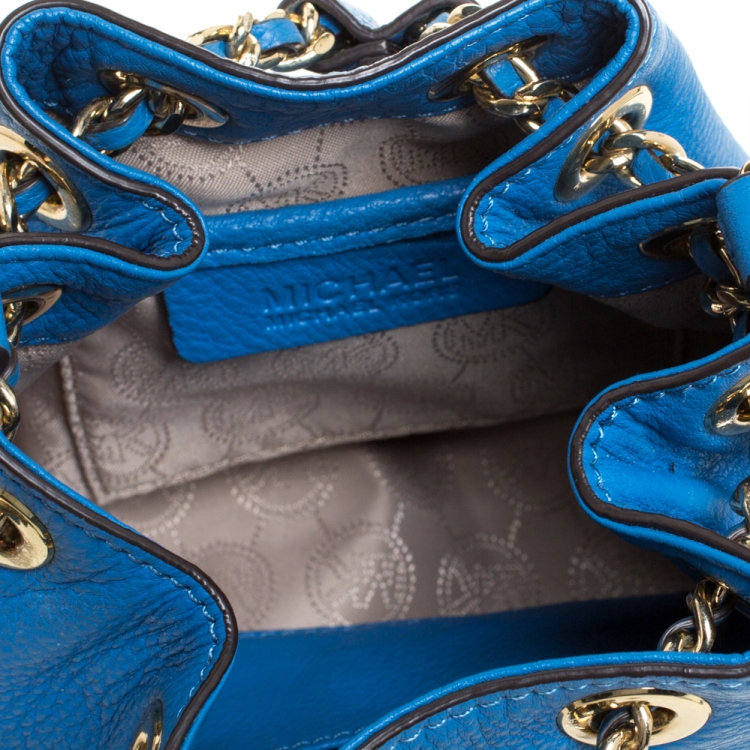Pre Owned MICHAEL Michael Kors Blue Leather Frankie Bucket Bag