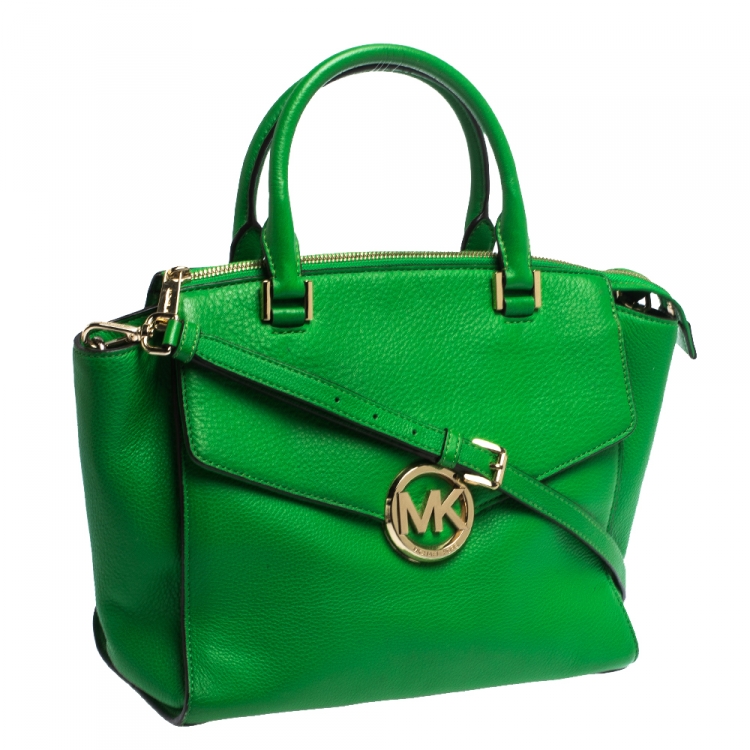 Pre Owned MICHAEL Michael Kors Green Leather Hudson Satchel