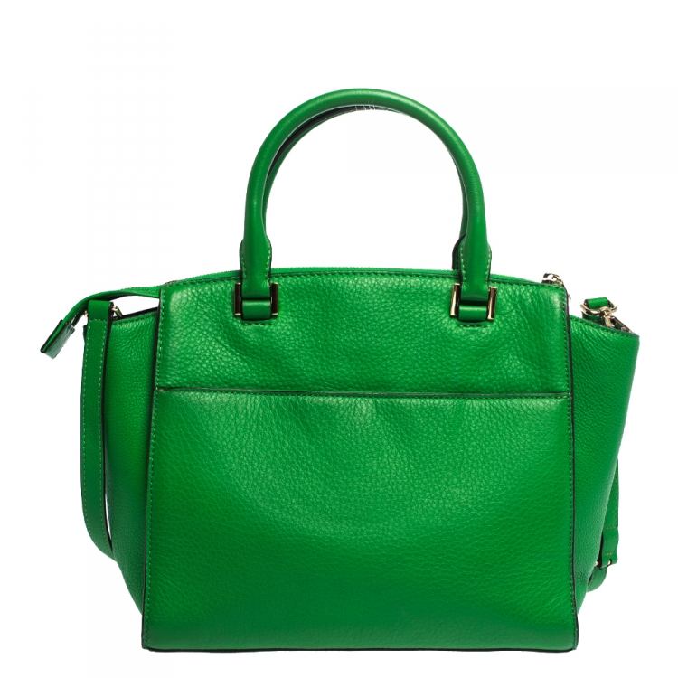 Pre Owned MICHAEL Michael Kors Green Leather Hudson Satchel