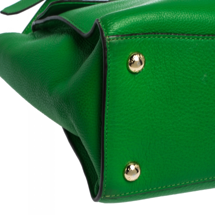 Pre Owned MICHAEL Michael Kors Green Leather Hudson Satchel