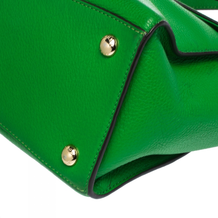 Pre Owned MICHAEL Michael Kors Green Leather Hudson Satchel