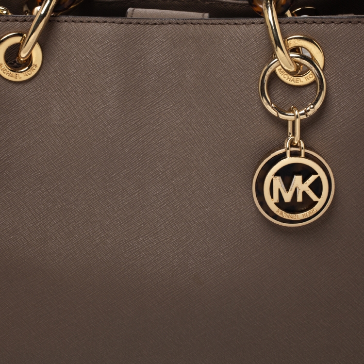 Pre Owned MICHAEL Michael Kors Beige Leather Medium Cynthia Tote