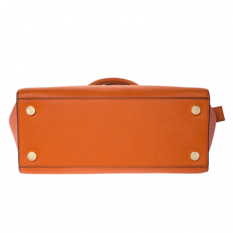 Pre Owned MICHAEL Michael Kors Orange Saffiano Leather Large Selma Satchel