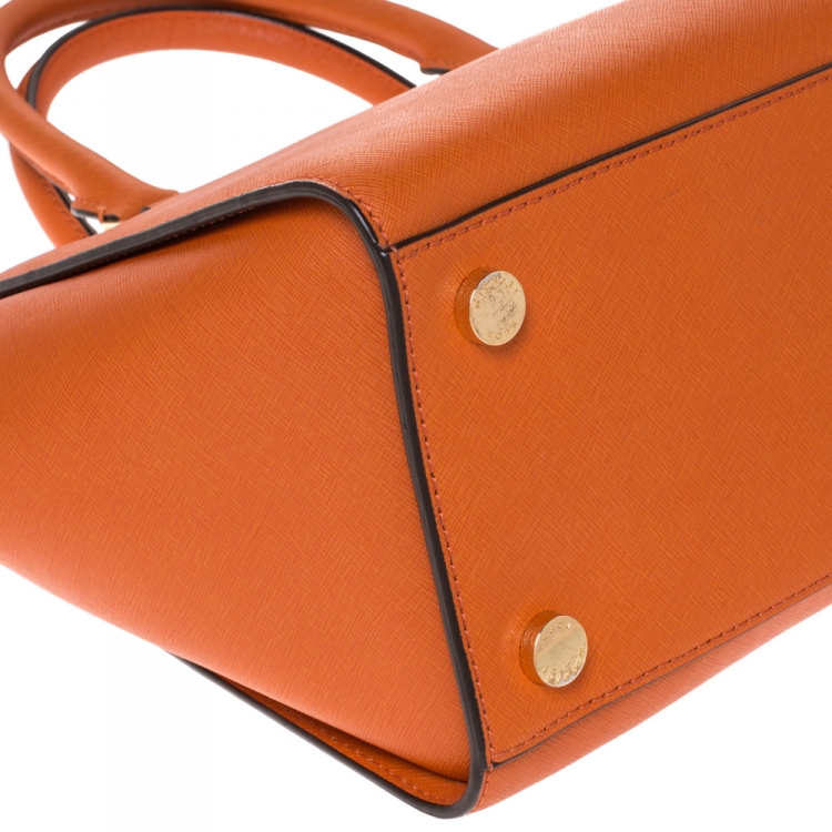 Pre Owned MICHAEL Michael Kors Orange Saffiano Leather Large Selma Satchel
