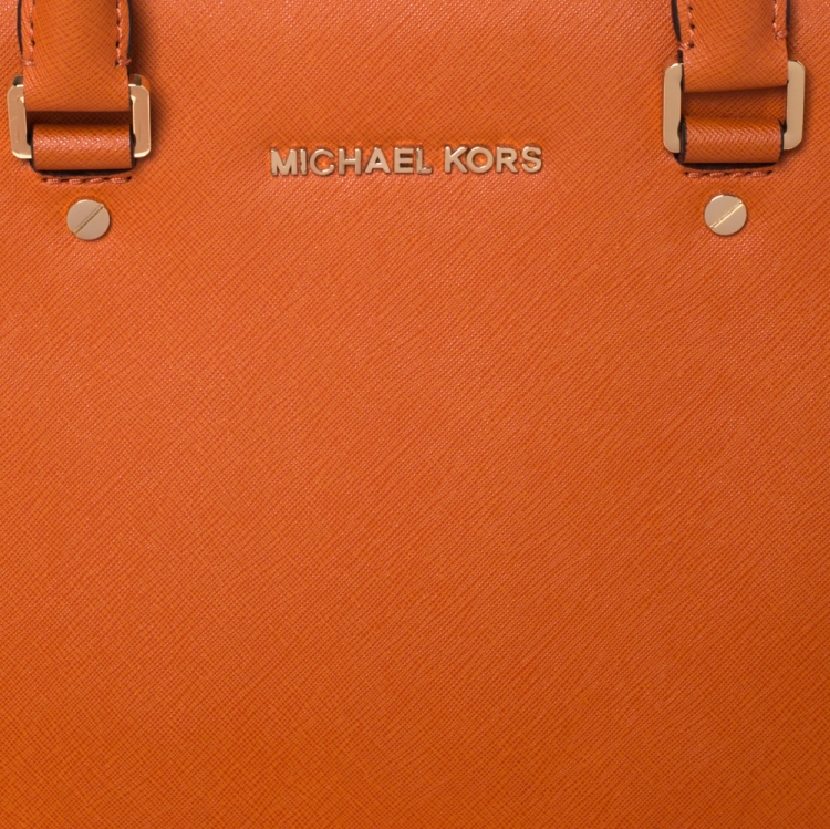 Pre Owned MICHAEL Michael Kors Orange Saffiano Leather Large Selma Satchel