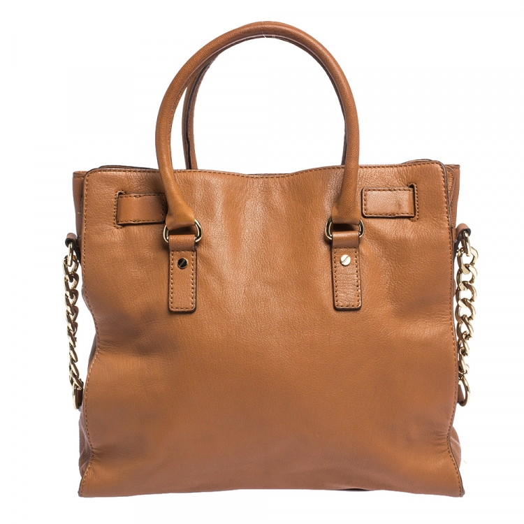 Pre Owned MICHAEL Michael Kors Tan Leather Large Hamilton North South Tote