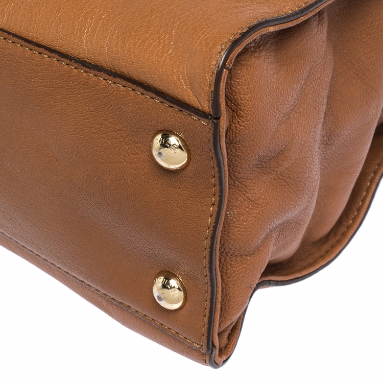 Pre Owned MICHAEL Michael Kors Tan Leather Large Hamilton North South Tote