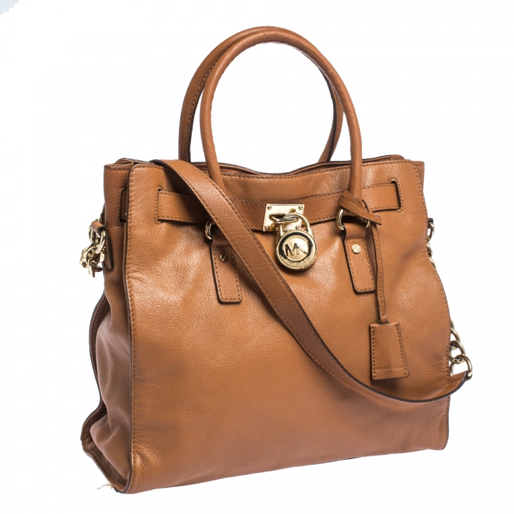 Pre Owned MICHAEL Michael Kors Tan Leather Large Hamilton North South Tote