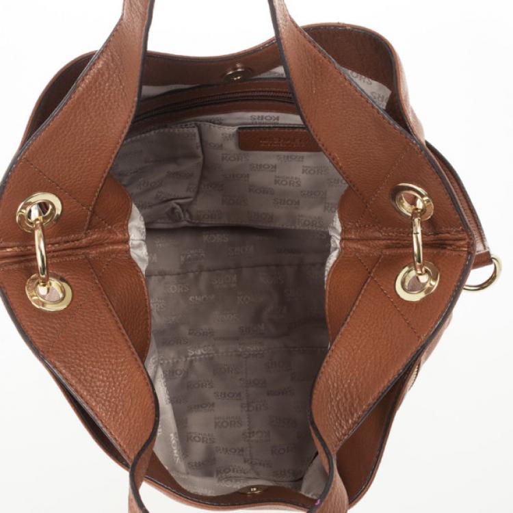 Pre Owned Michael Michael Kors Jamesport Brown Leather Tote