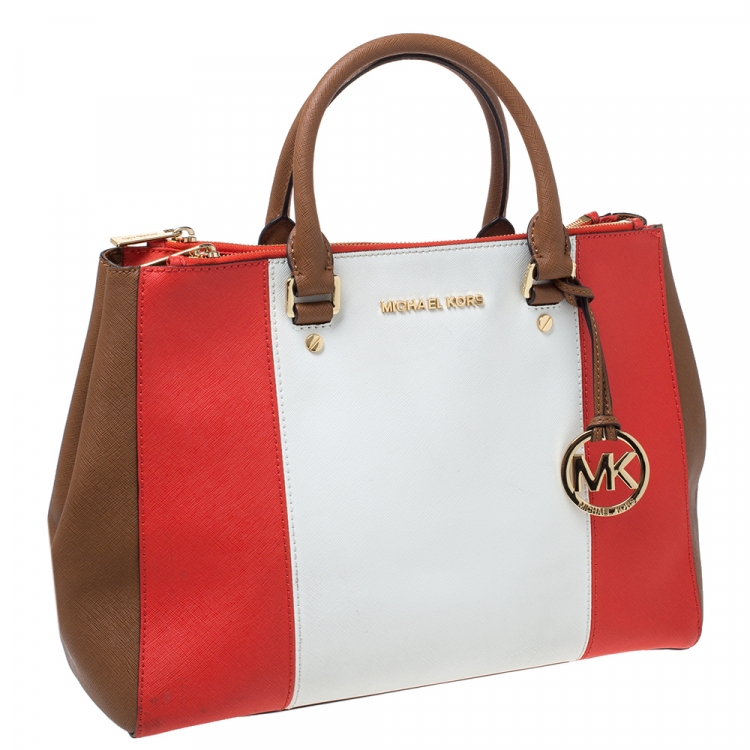 Pre Owned MICHAEL Michael Kors Multicolor Leather Color Block Sutton Tote