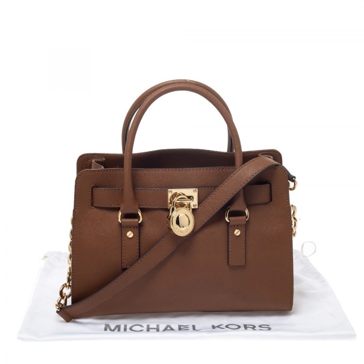 مملوكة مسبقًا MICHAEL Michael Kors Brown Leather Medium Hamilton East West Tote