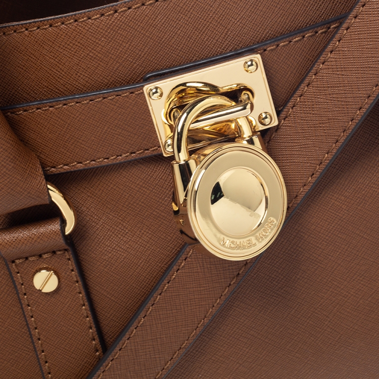 مملوكة مسبقًا MICHAEL Michael Kors Brown Leather Medium Hamilton East West Tote