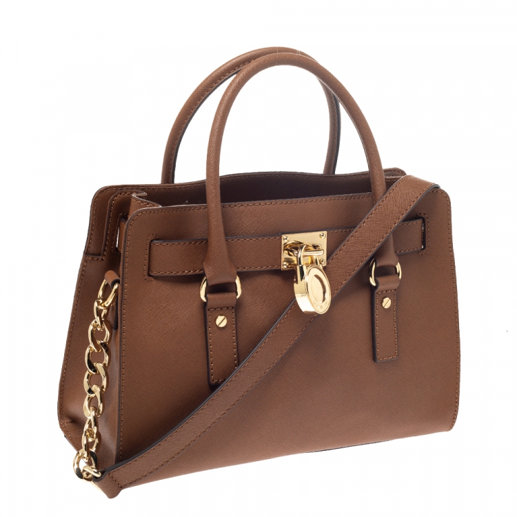 مملوكة مسبقًا MICHAEL Michael Kors Brown Leather Medium Hamilton East West Tote