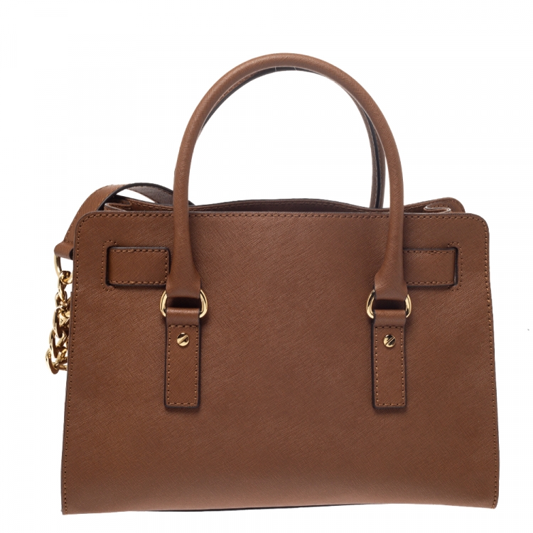 مملوكة مسبقًا MICHAEL Michael Kors Brown Leather Medium Hamilton East West Tote