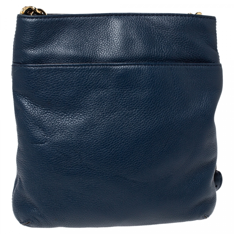 Pre Owned MICHAEL Michael Kors Blue Leather Crossbody Bag