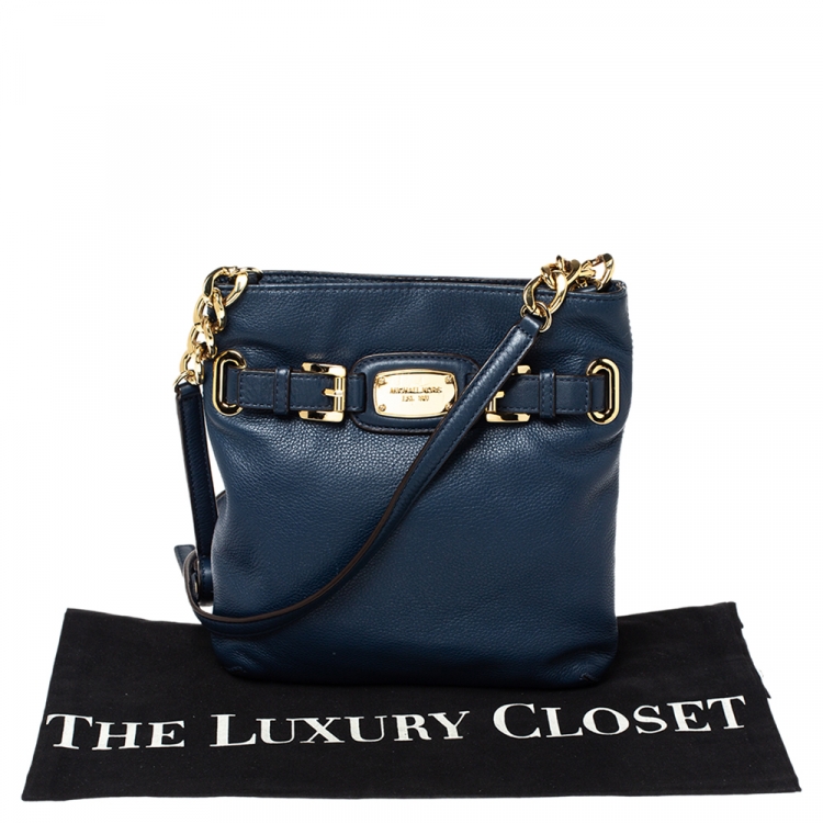 Pre Owned MICHAEL Michael Kors Blue Leather Crossbody Bag