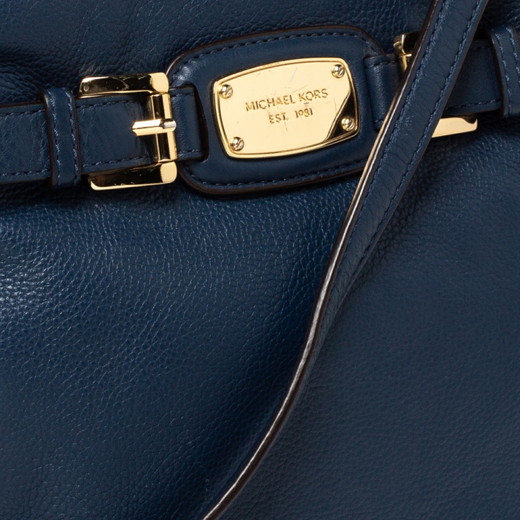 Pre Owned MICHAEL Michael Kors Blue Leather Crossbody Bag