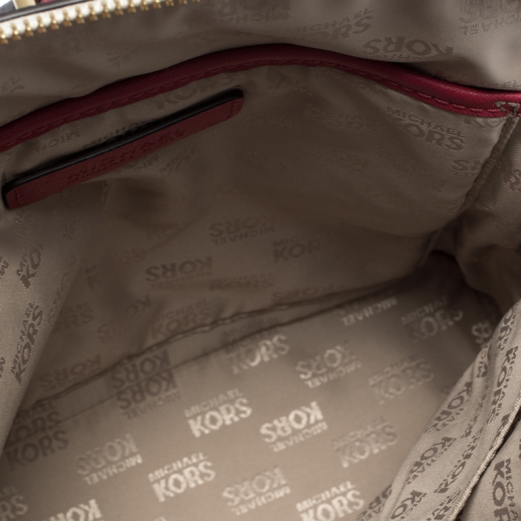 Pre Owned MICHAEL Michael Kors Beige/Pink Floral Signature Coated Canvas Emmy Backpack