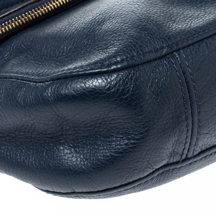 Pre Owned MICHAEL Michael Kors Blue Leather Bedford Tassel Shoulder Bag