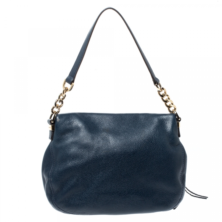 Pre Owned MICHAEL Michael Kors Blue Leather Bedford Tassel Shoulder Bag