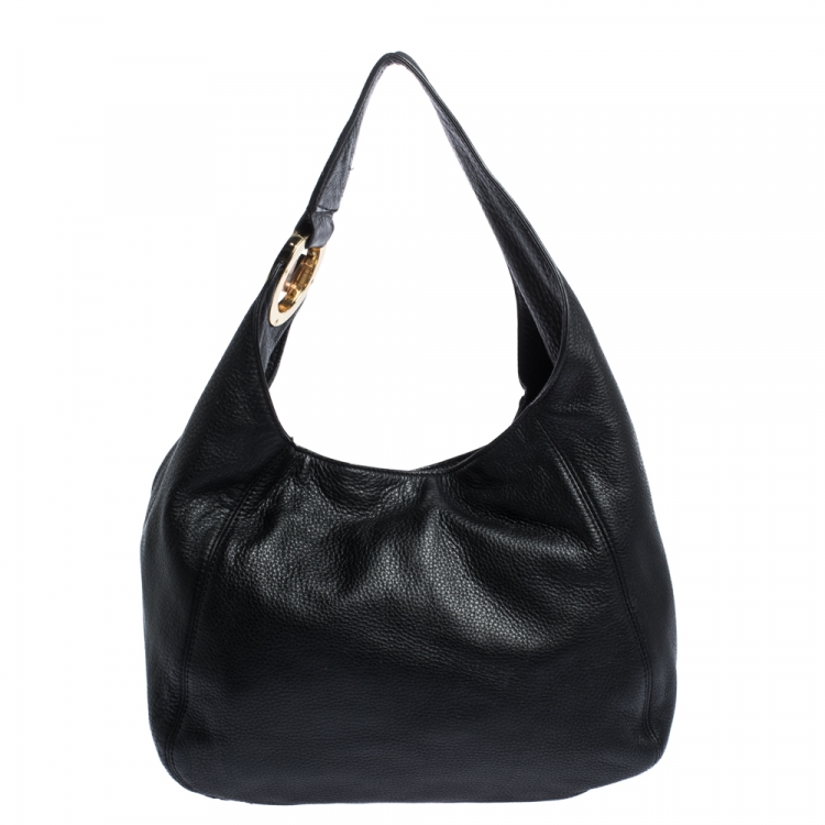 michael kors black leather hobo purse