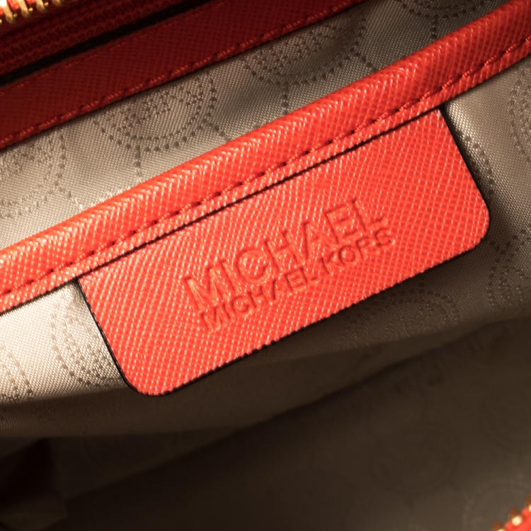 مملوكة مسبقًا MICHAEL Michael Kors Fire Orange Leather Large Selma Satchel
