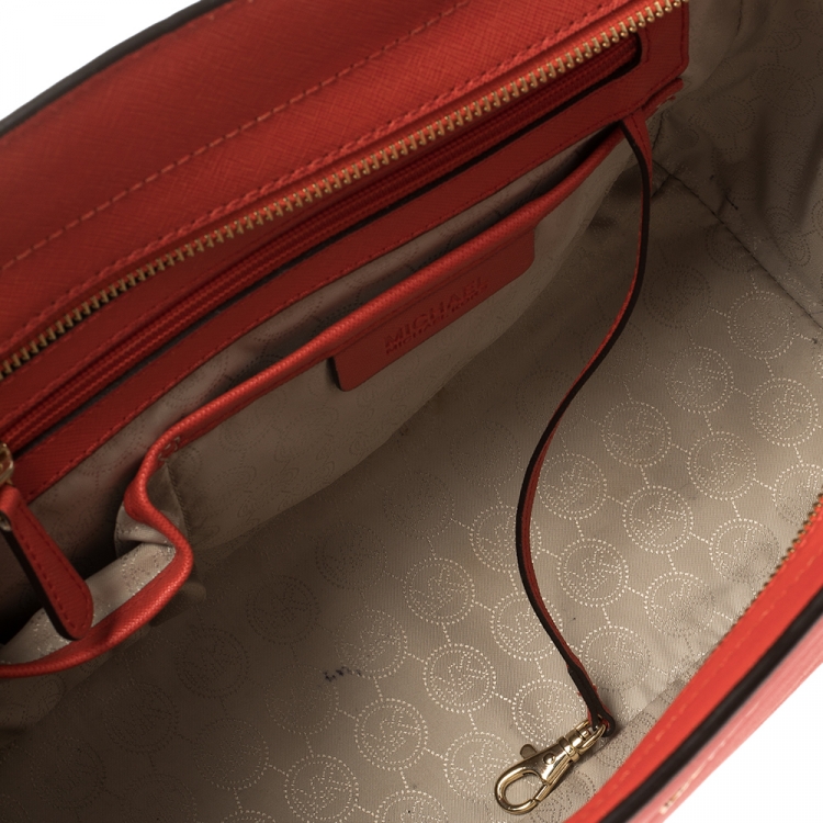 مملوكة مسبقًا MICHAEL Michael Kors Fire Orange Leather Large Selma Satchel