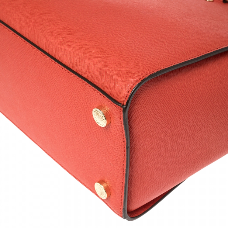 مملوكة مسبقًا MICHAEL Michael Kors Fire Orange Leather Large Selma Satchel