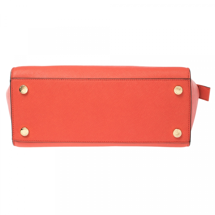مملوكة مسبقًا MICHAEL Michael Kors Fire Orange Leather Large Selma Satchel