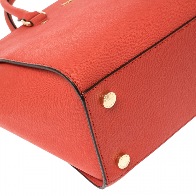 مملوكة مسبقًا MICHAEL Michael Kors Fire Orange Leather Large Selma Satchel