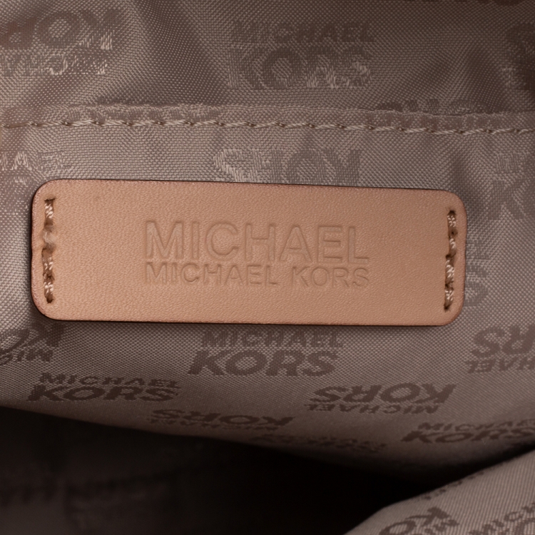 Pre Owned MICHAEL Michael Kors Blue Signature Coated Canvas and Leather Jet Set Tote