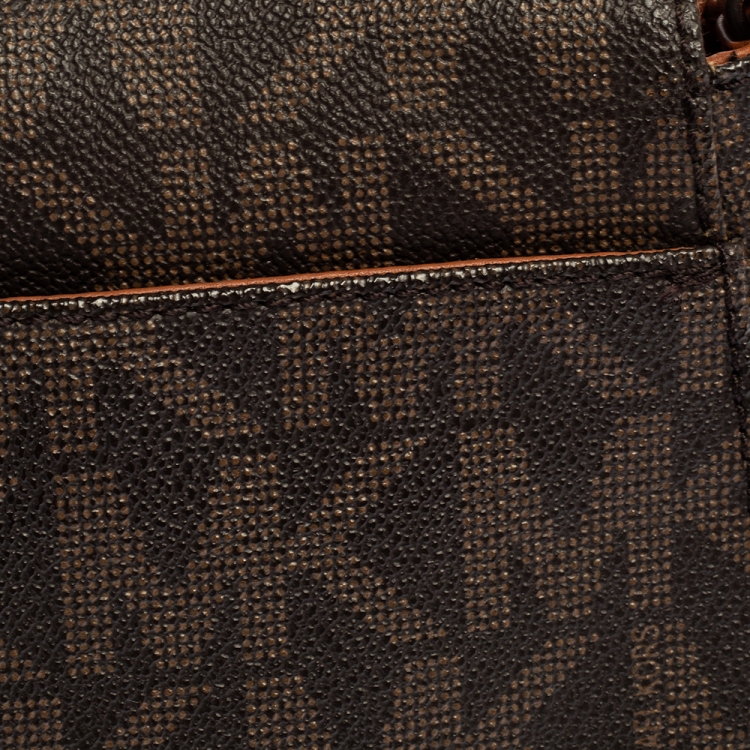 Pre Owned MICHAEL Michael Kors Brown Signature Coated Canvas and Leather Fulton Crossbody Bag