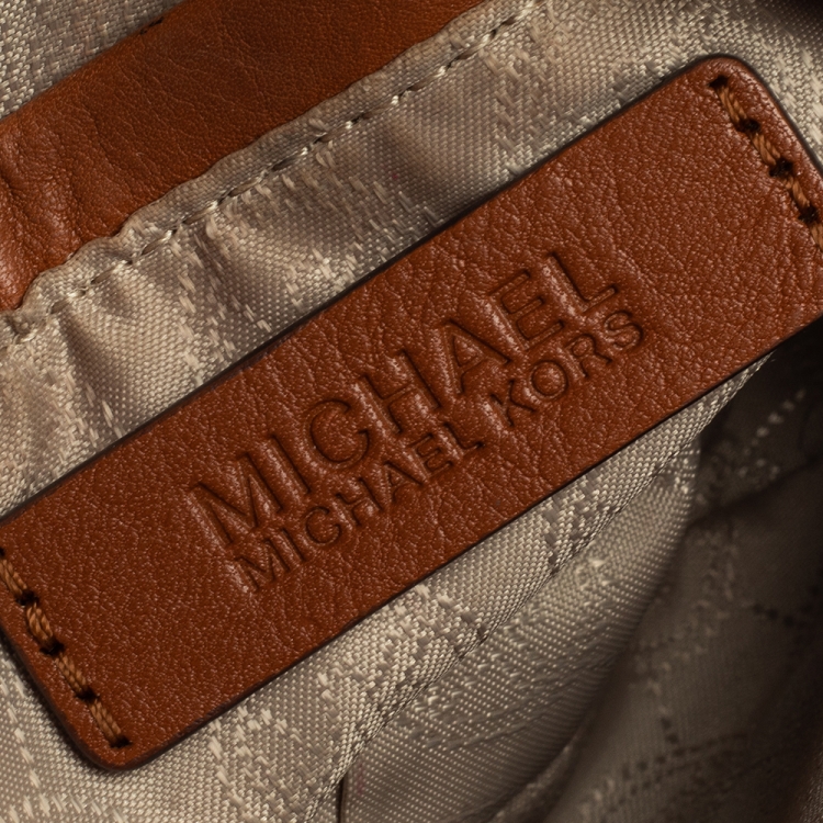 Pre Owned MICHAEL Michael Kors Brown Signature Coated Canvas and Leather Fulton Crossbody Bag