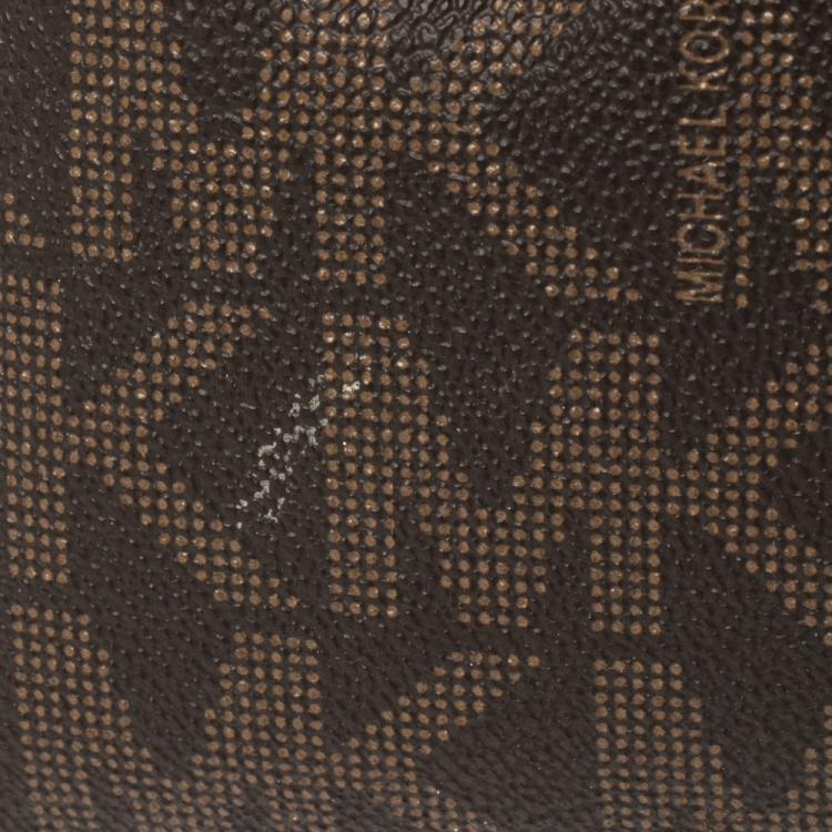 Pre Owned MICHAEL Michael Kors Brown Signature Coated Canvas and Leather Mini Satchel
