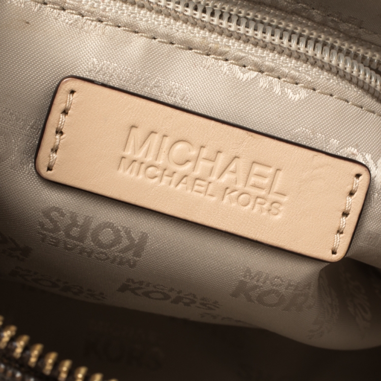 Pre Owned MICHAEL Michael Kors Brown Signature Coated Canvas and Leather Mini Satchel