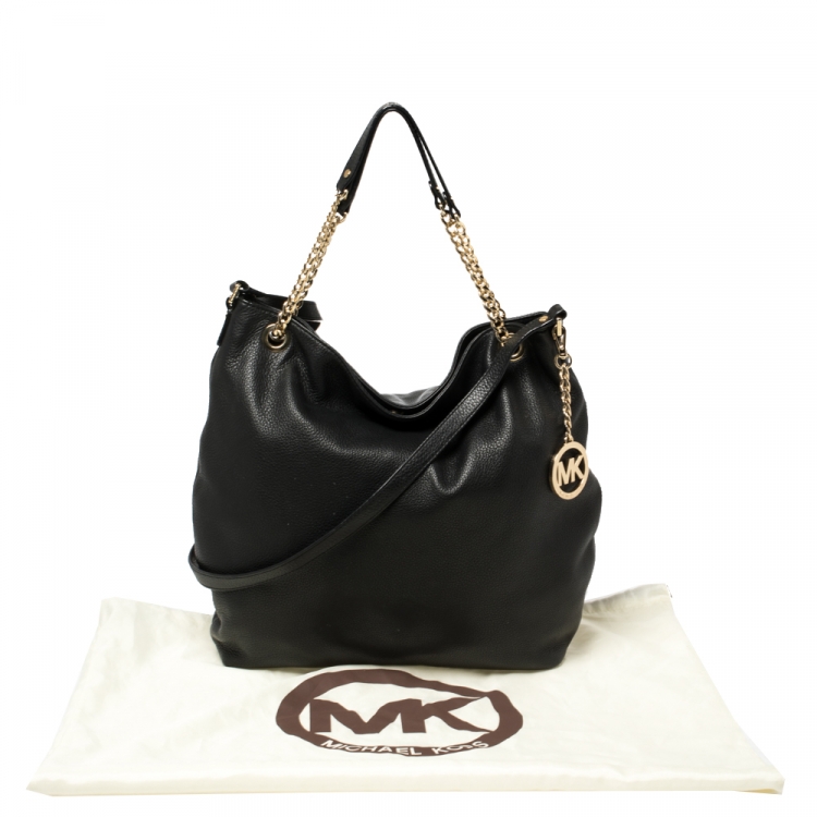 Pre Owned MICHAEL Michael Kors Black Leather Large Jet Set Chain Tote