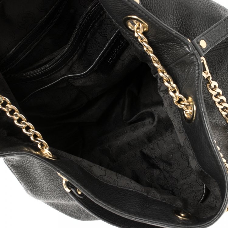 Pre Owned MICHAEL Michael Kors Black Leather Large Jet Set Chain Tote