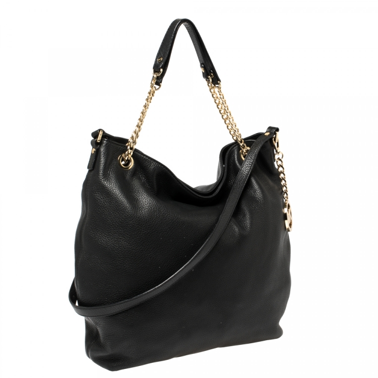 Pre Owned MICHAEL Michael Kors Black Leather Large Jet Set Chain Tote