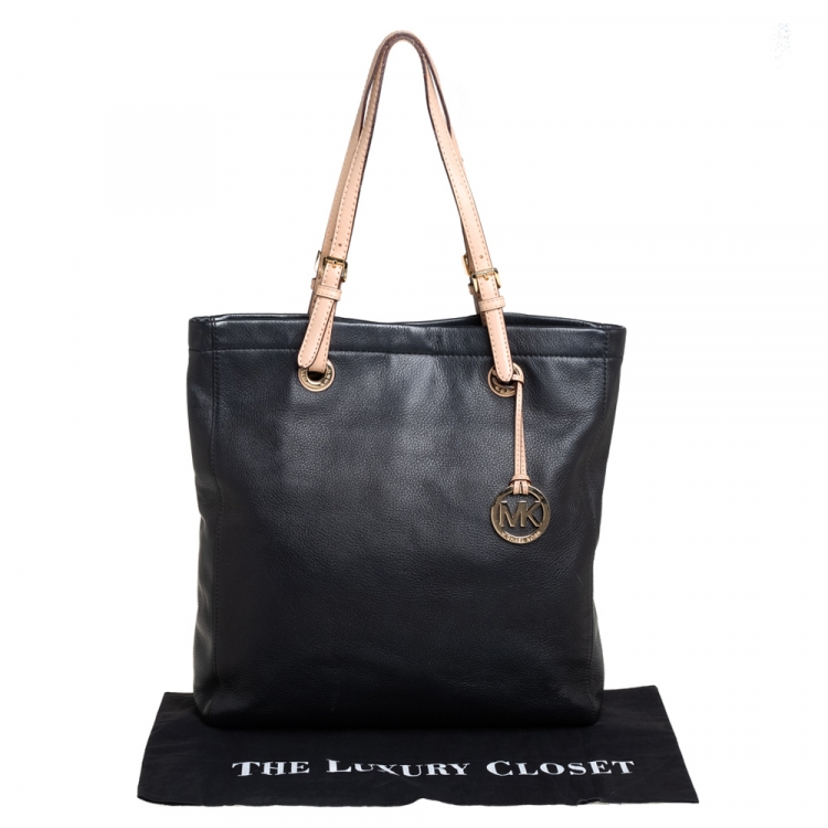 Pre Owned MICHAEL Michael Kors Black Leather Jet Set Tote