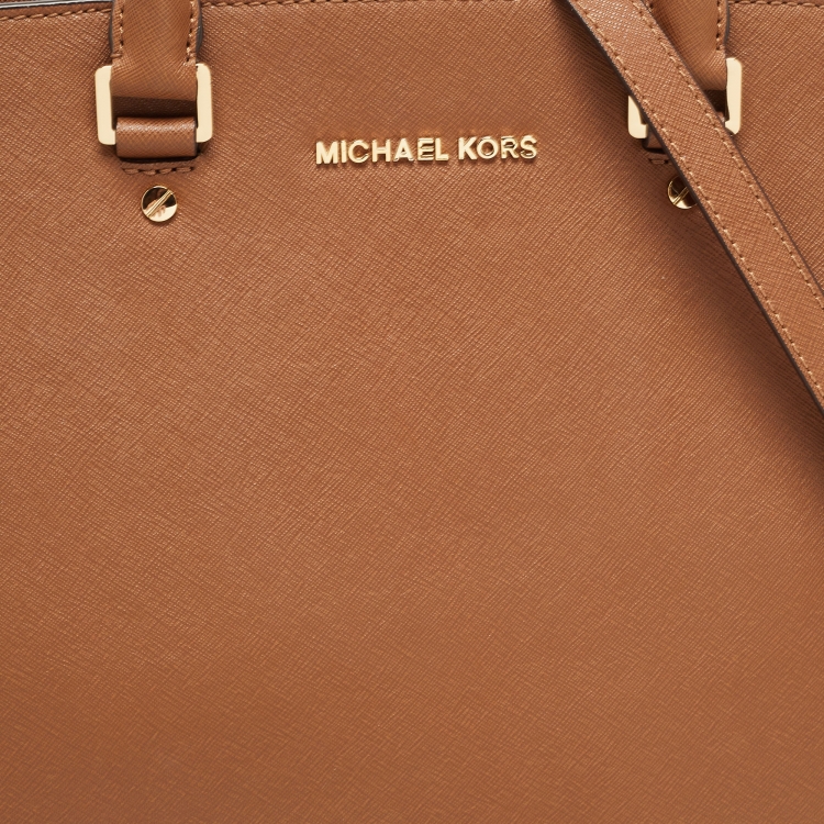 Pre Owned MICHAEL Michael Kors Brown Saffiano Leather Large Selma Tote