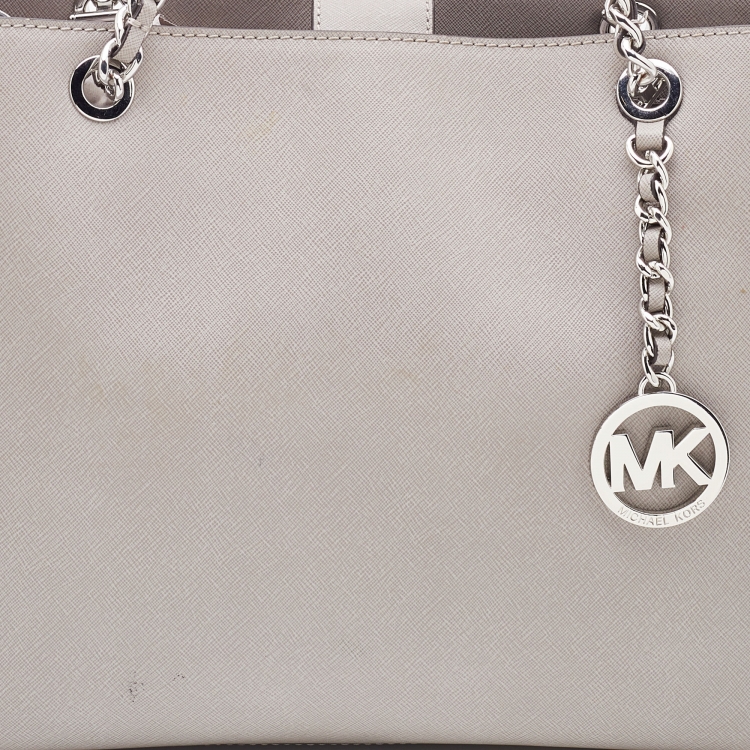 Pre Owned MICHAEL Michael Kors Grey Leather Susannah Chain Tote