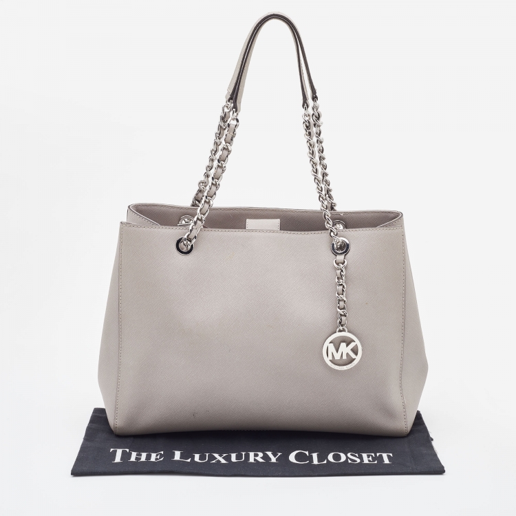 Pre Owned MICHAEL Michael Kors Grey Leather Susannah Chain Tote