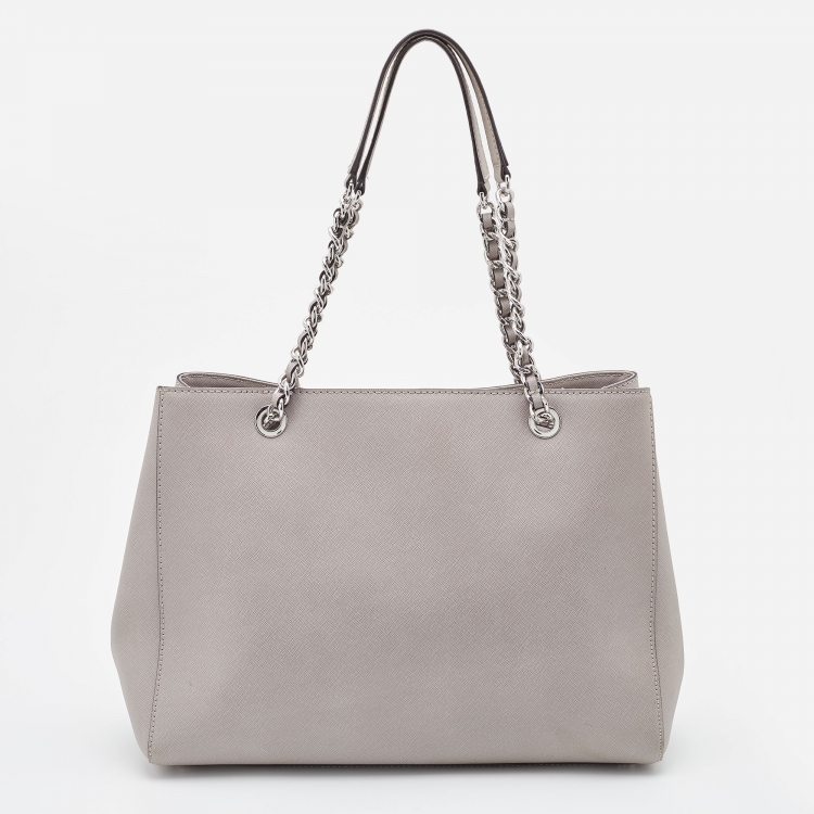 Pre Owned MICHAEL Michael Kors Grey Leather Susannah Chain Tote