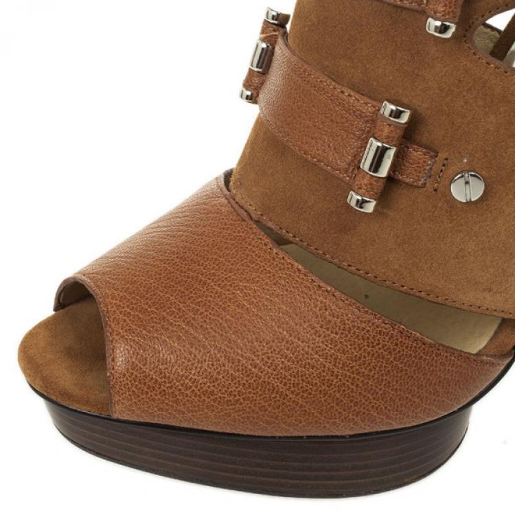 Pre Owned MICHAEL Michael Kors Beige Gibson Platform Sandals Size 40