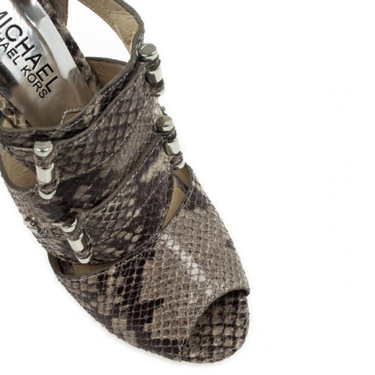 Pre Owned MICHAEL Michael Kors Snakeskin Gibson Platform Sandals Size 36.5