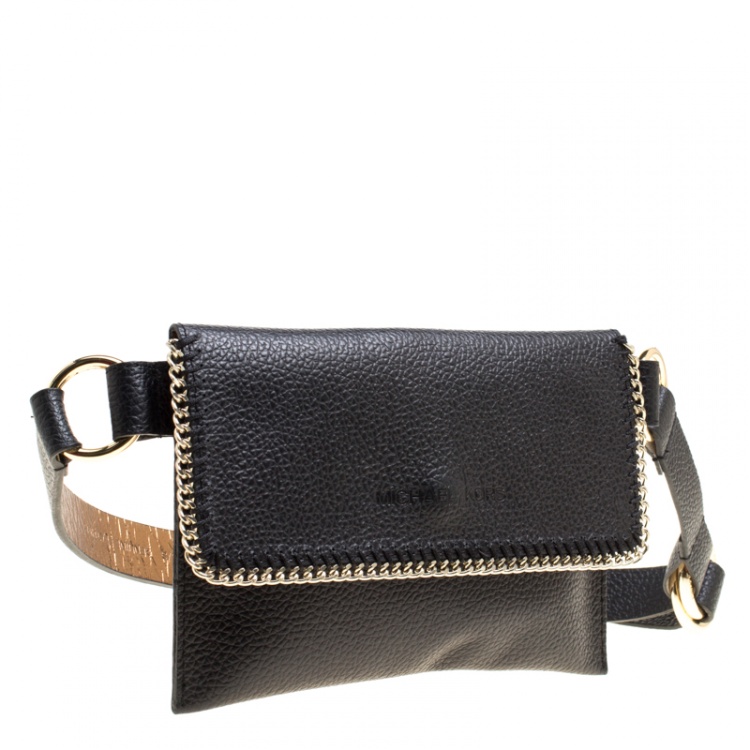 Pre Owned Michael Michael Kors Black Leather Belt Bag