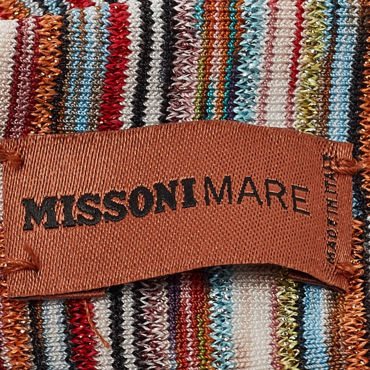 Pre Owned Missoni Mare Multicolor Stripe Lurex Knit Head Band 